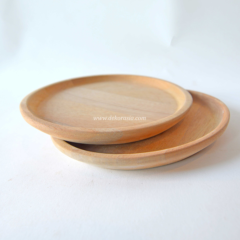 Different Size Round Wood Plate, Easy Cleaning & Lightweight for Dishes Snack, Dessert, Wood Dinner Plates